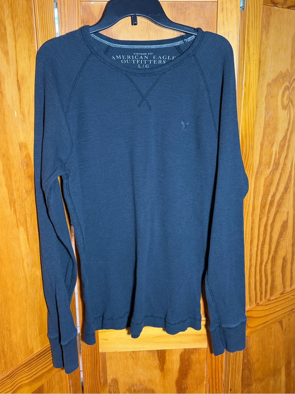 American Eagle Men's Charcoal Thermal Long-Sleeve Shirt|Sz L|Vintage Fit